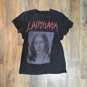 Lady Gaga Black Graphic Short Sleeve Tee